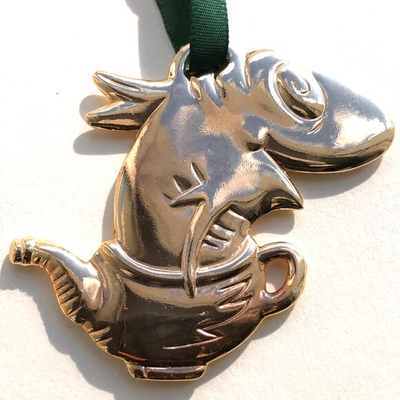 Dr. Seuss The Fish In A Dish Silver Plated Christmas Ornament The Cat In The Hat - Picture 1 of 15